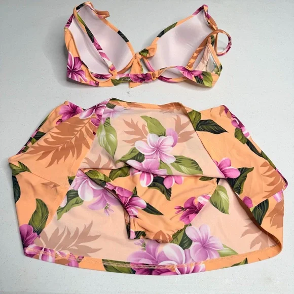 Sunsets Inc. Floral Bikini Set in Orange and Pink - Picture 6 of 11